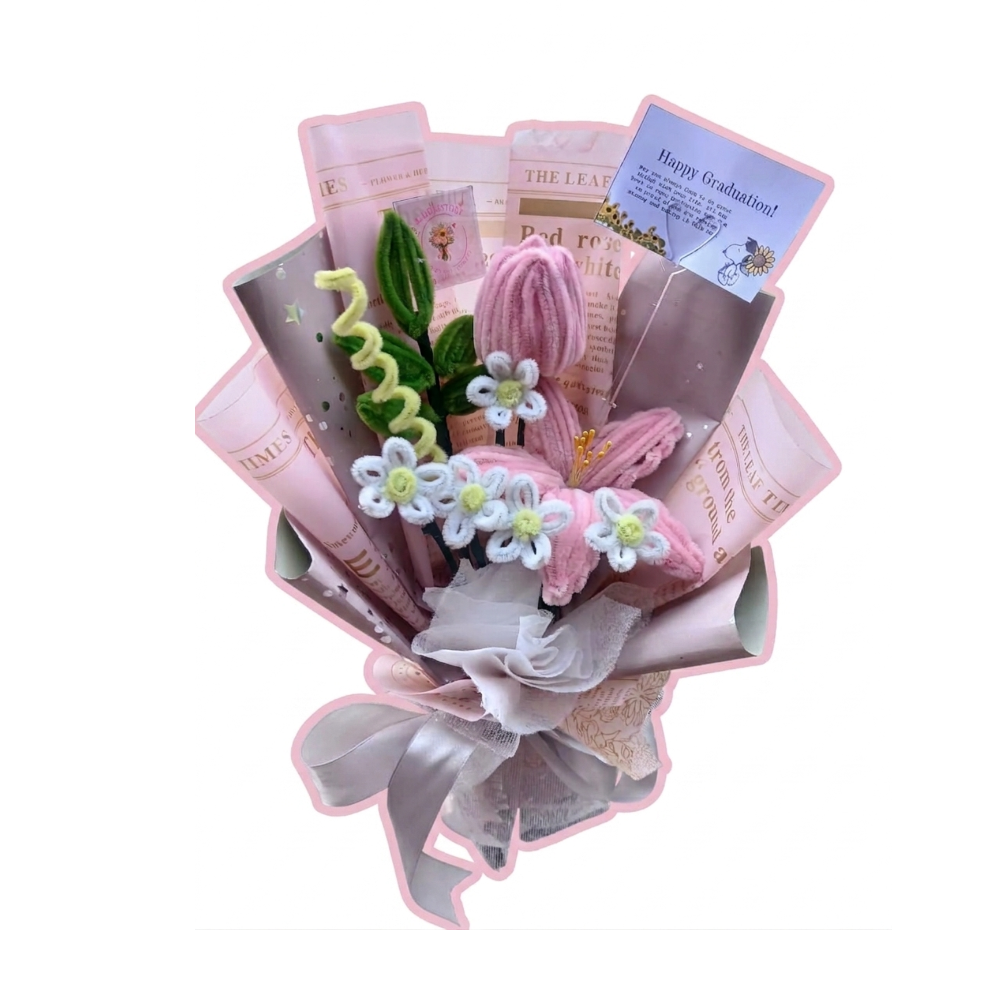 buket bunga kawat bulu tulip & lily estetik